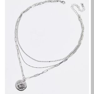 NWT Free People Juniper Recycled Layered Necklace in Silver